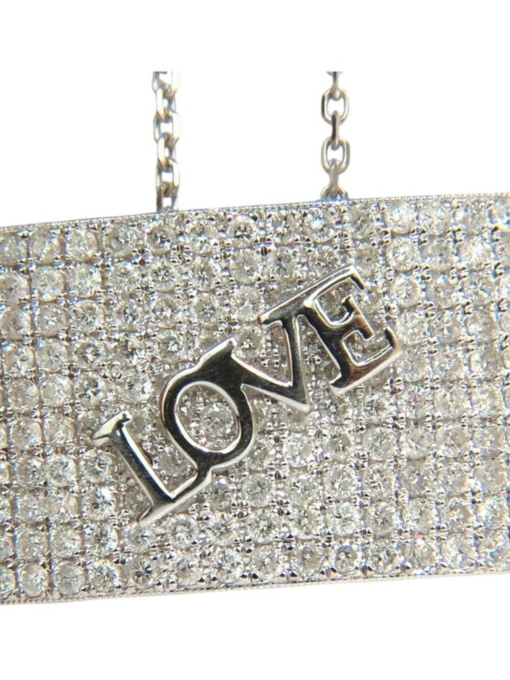 1.52CT DIAMONDS MODERN "LOVE" DIAMONDS PENDANT 14KT & CHAIN BEAD SET*